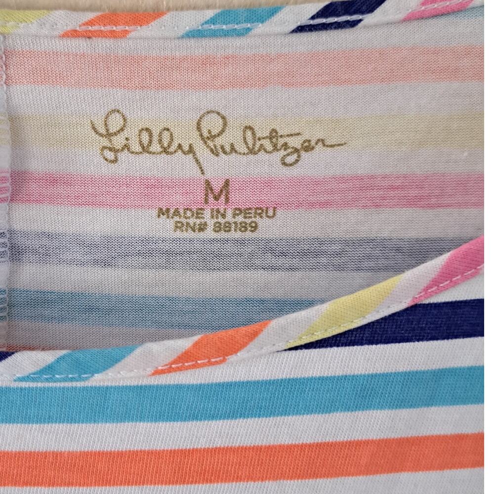 LILLY PULITZER Marlowe T-shirt Mini Dress Medium Island Stripe Multi Shift - Picture 7 of 9